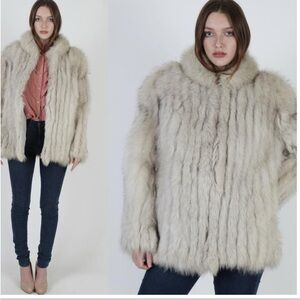 SAGA Fox Fur Coat Jacket Vintage 80s Size XL